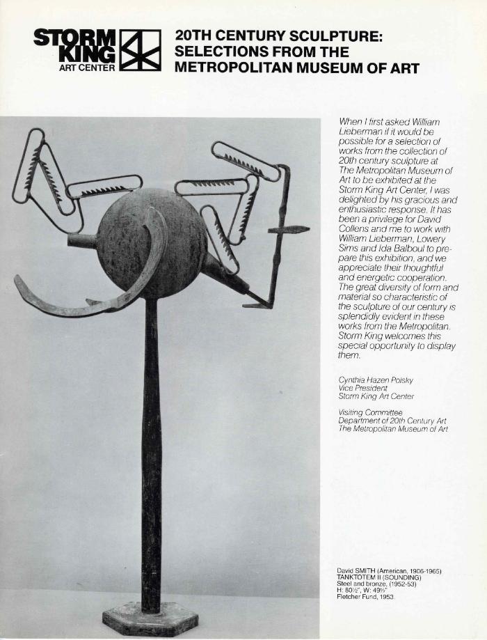 <em>Twentieth-Century Sculpture: Selections from the Metropolitan Museum of Art</em>, May 19-October 31 1984, exhibition catalogue