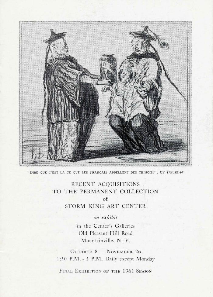 <em>Recent Acquisitions to the Permanent Collection of Storm King Art Center</em>, October 8-November 26, 1961, exhibition catalogue