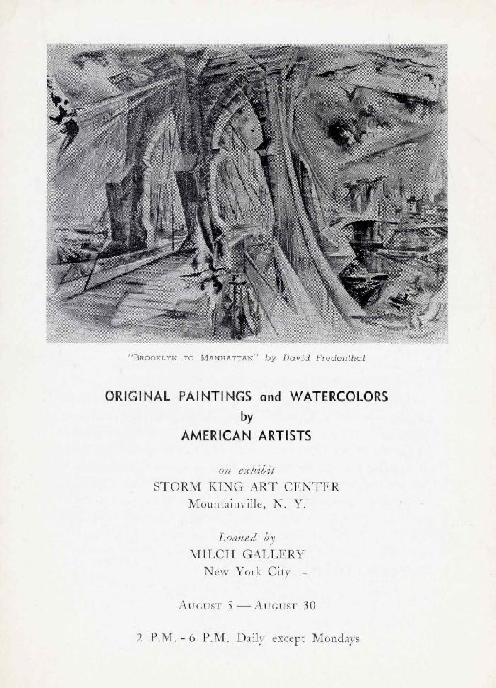 Original Paintings and Watercolors by American Artists, August 5-30, 1962, exhibition brochure