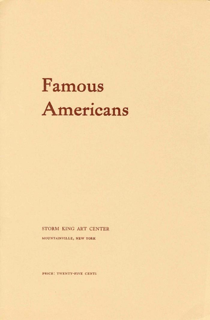 <em>Famous Americans</em>, June 25-July 28, 1961, exhibition catalogue