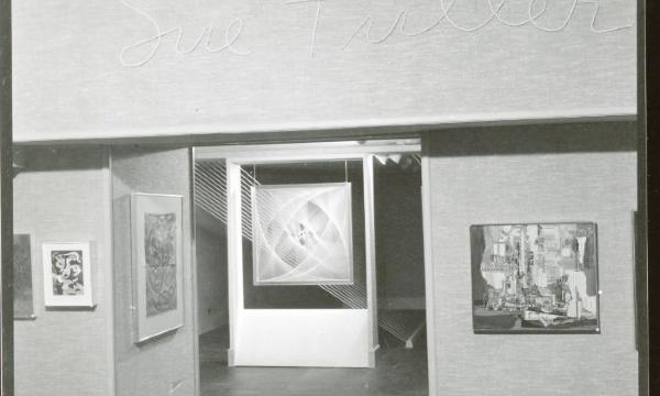 Sue Fuller, <i>String Compositions, Plastic Embedments, Watercolors, Prints and Collages by Sue Fuller</i>, June 28 – August 28, 1966 (installation view, 1966)