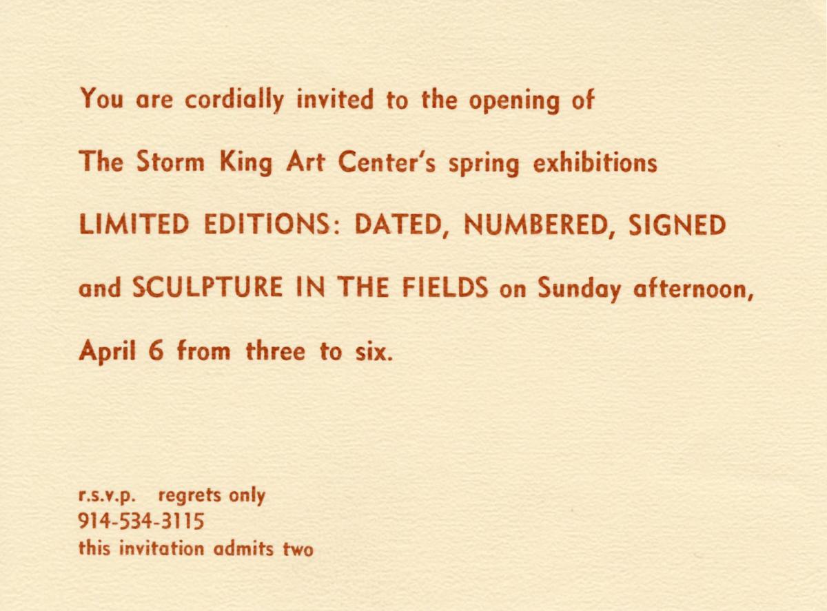<em>Limited Editions: Dated, Numbered, and Signed</em>, opening invitation, 1975