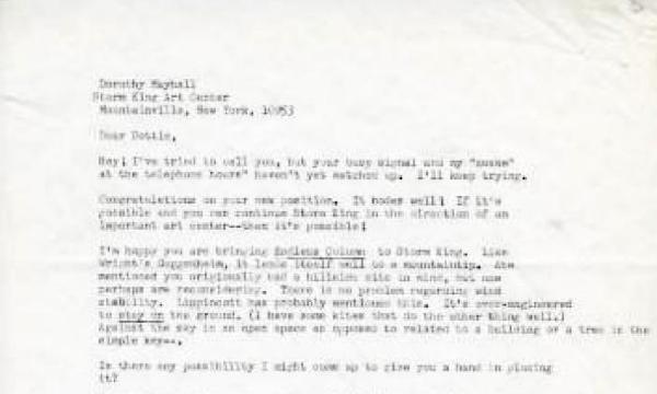 Tal Streeter Letter to Art Center Director Dorothy Mayhall, March 6, 1972