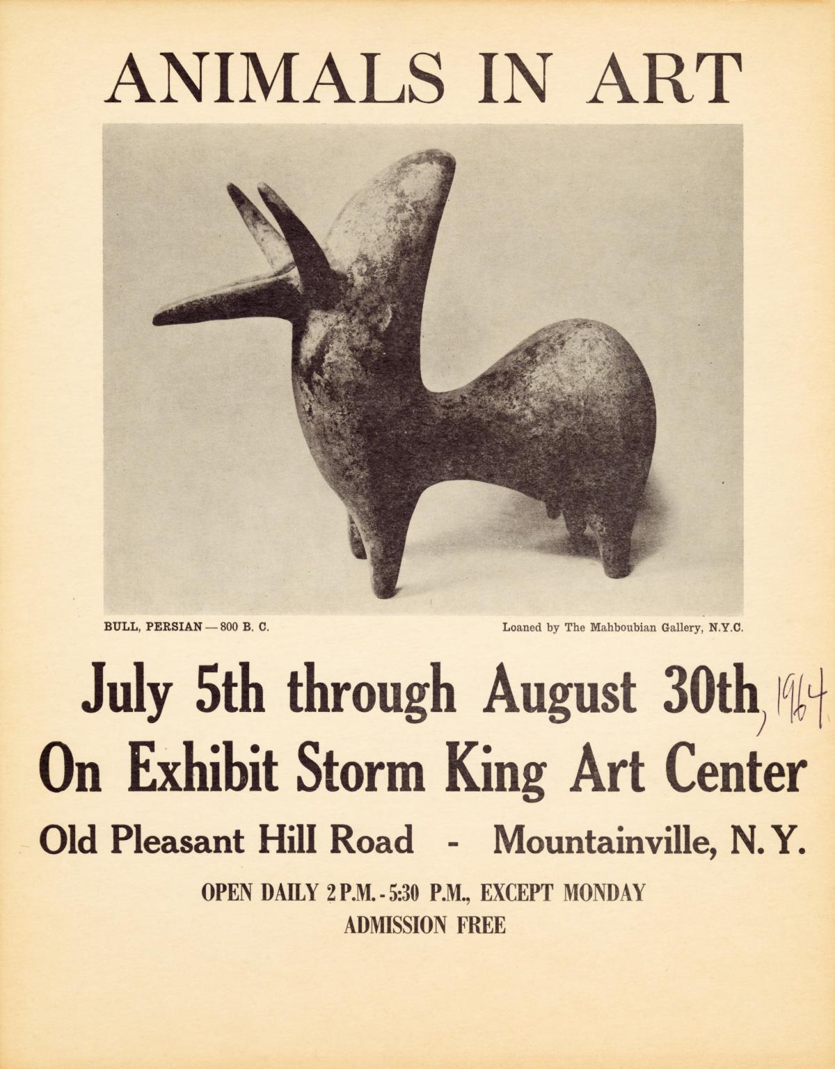 <em>Animals in Art</em>, July 5-August 30, 1964, exhibition poster
