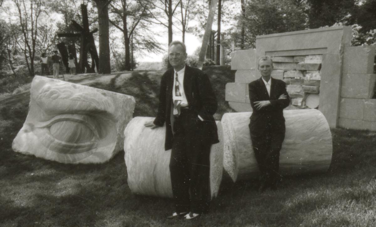 Anne and Patrick Poirier, <em>Fall of the Giants</em>, 1988–89 (installation view with Anne and Patrick Poirier, 1989)
