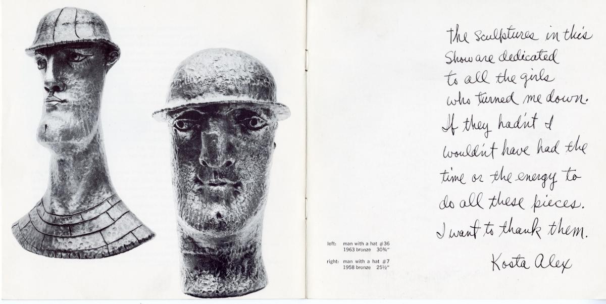 Kosta Alex, <em>Man With a Hat, #7, </em>1958 (Lefebre Gallery Catalog, 1969)