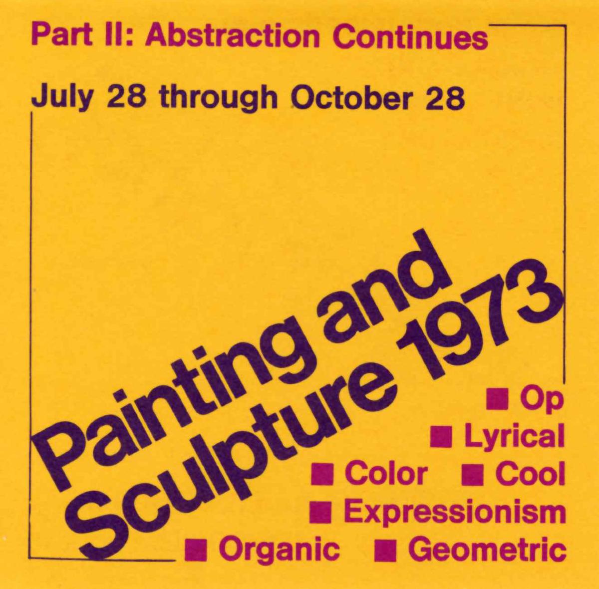 <em>The Emerging Real</em>, Part II: Abstraction Continues, exhibition schedule card, Storm King Art Center, 1973