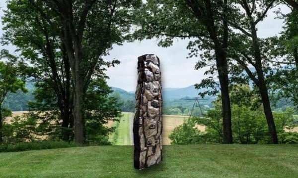 Beatriz Cortez, Artist rendering of <em>Ilopango, Stela Z, after Quirigu&aacute; (Contrary Warrior)</em>, 2023 at Storm King Art Center. Courtesy of the artist and Commonwealth and Council.