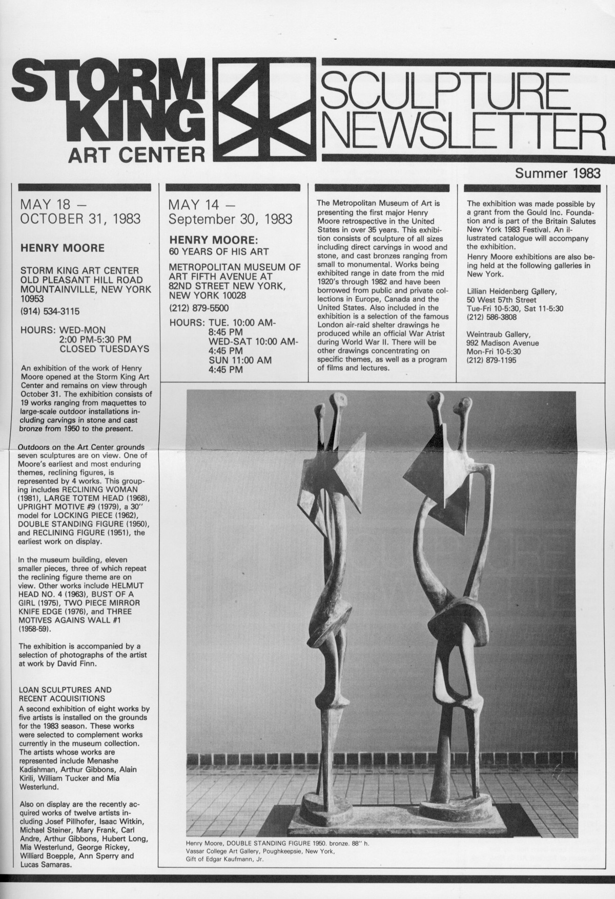 Storm King Art Center Newsletter, Summer 1983