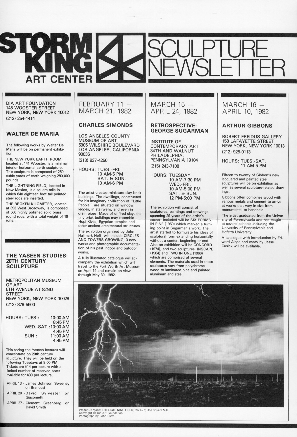 Storm King Art Center Newsletter, February - June 1982