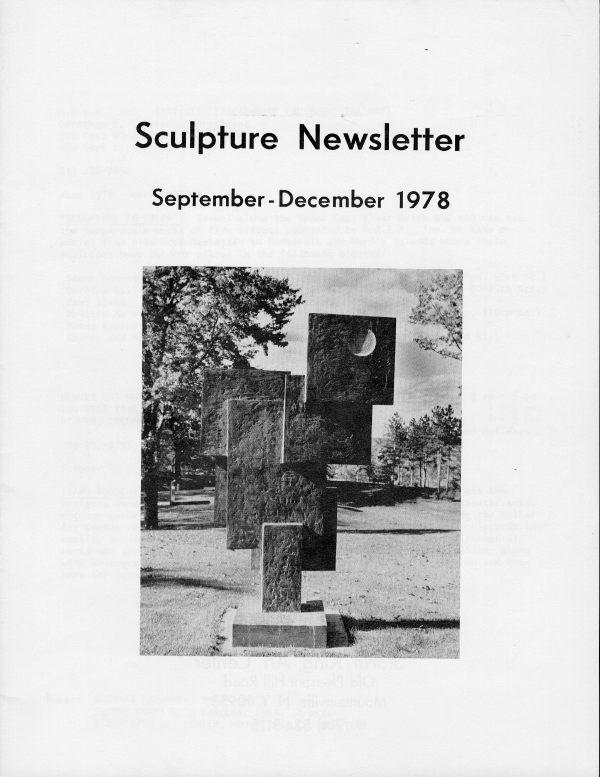 Storm King Art Center Newsletter, September - December 1978