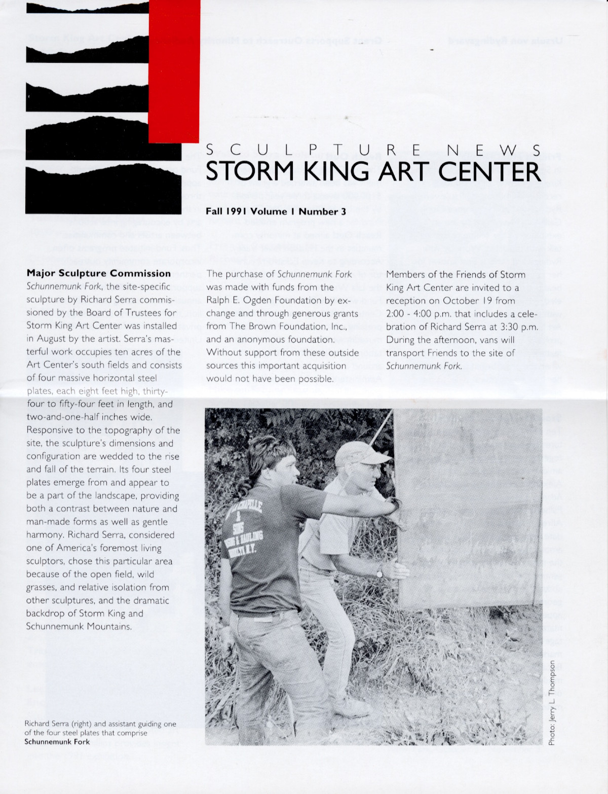 Storm King Art Center Newsletter, Fall 1991