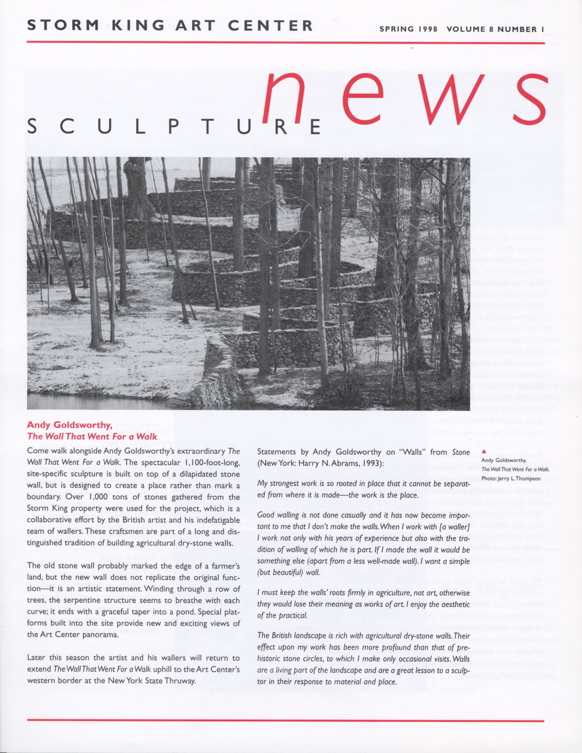 Storm King Art Center Newsletter, Spring 1998