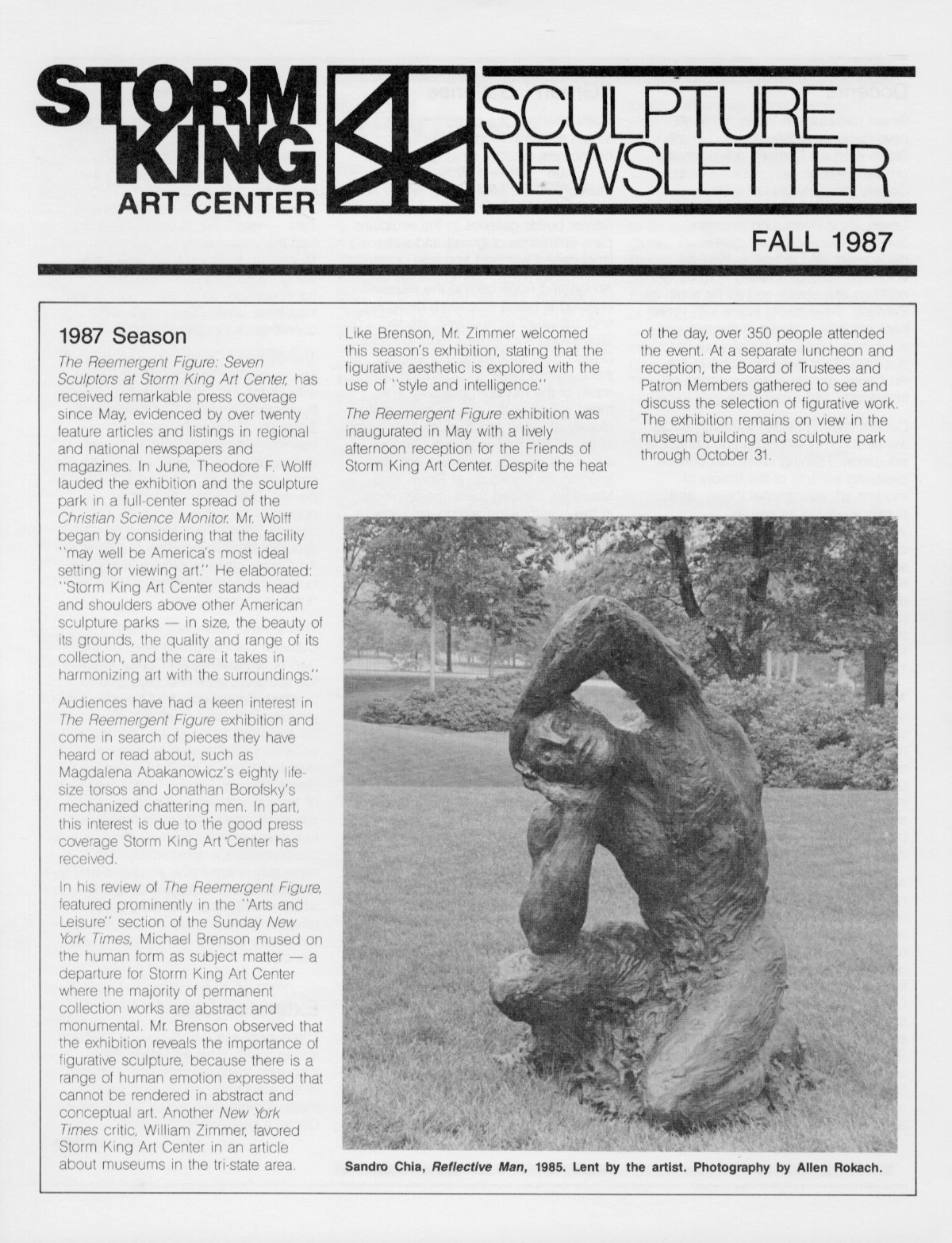 Storm King Art Center Newsletter, Fall 1987
