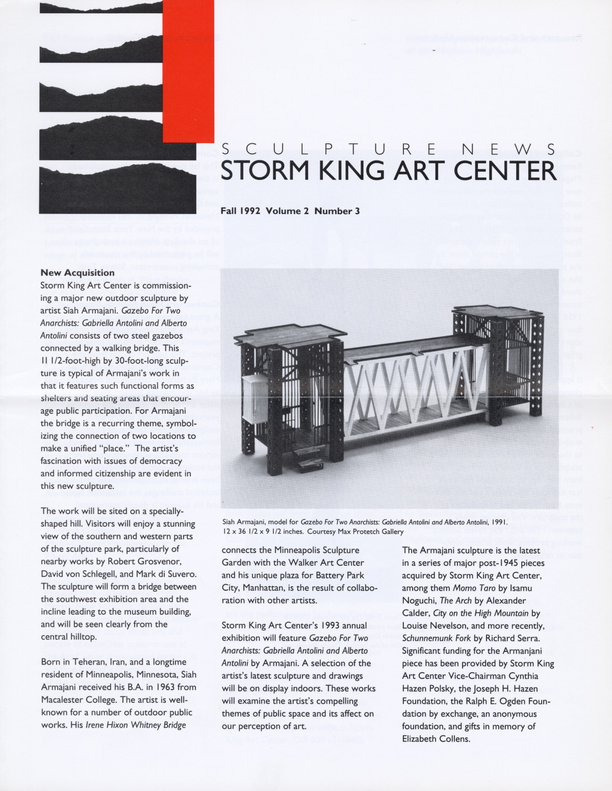 Storm King Art Center Newsletter, Fall 1992