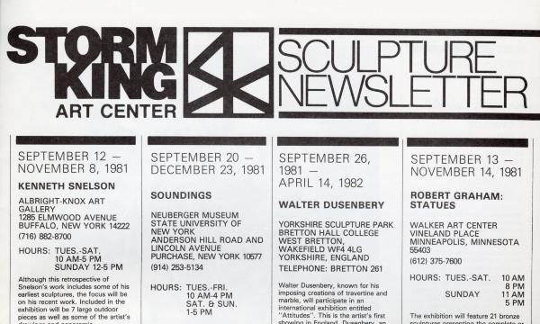 Storm King Art Center Newsletter, September - December 1981