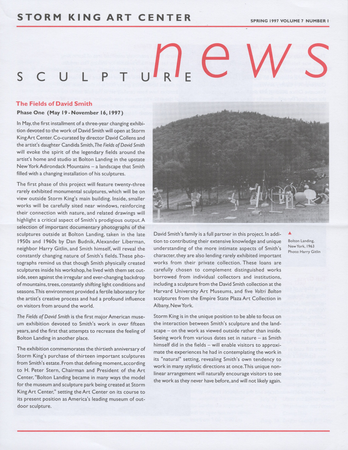 Storm King Art Center Newsletter, Spring 1997