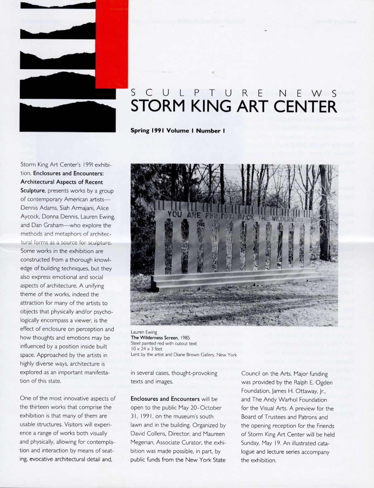 Storm King Art Center Newsletter, Spring 1991