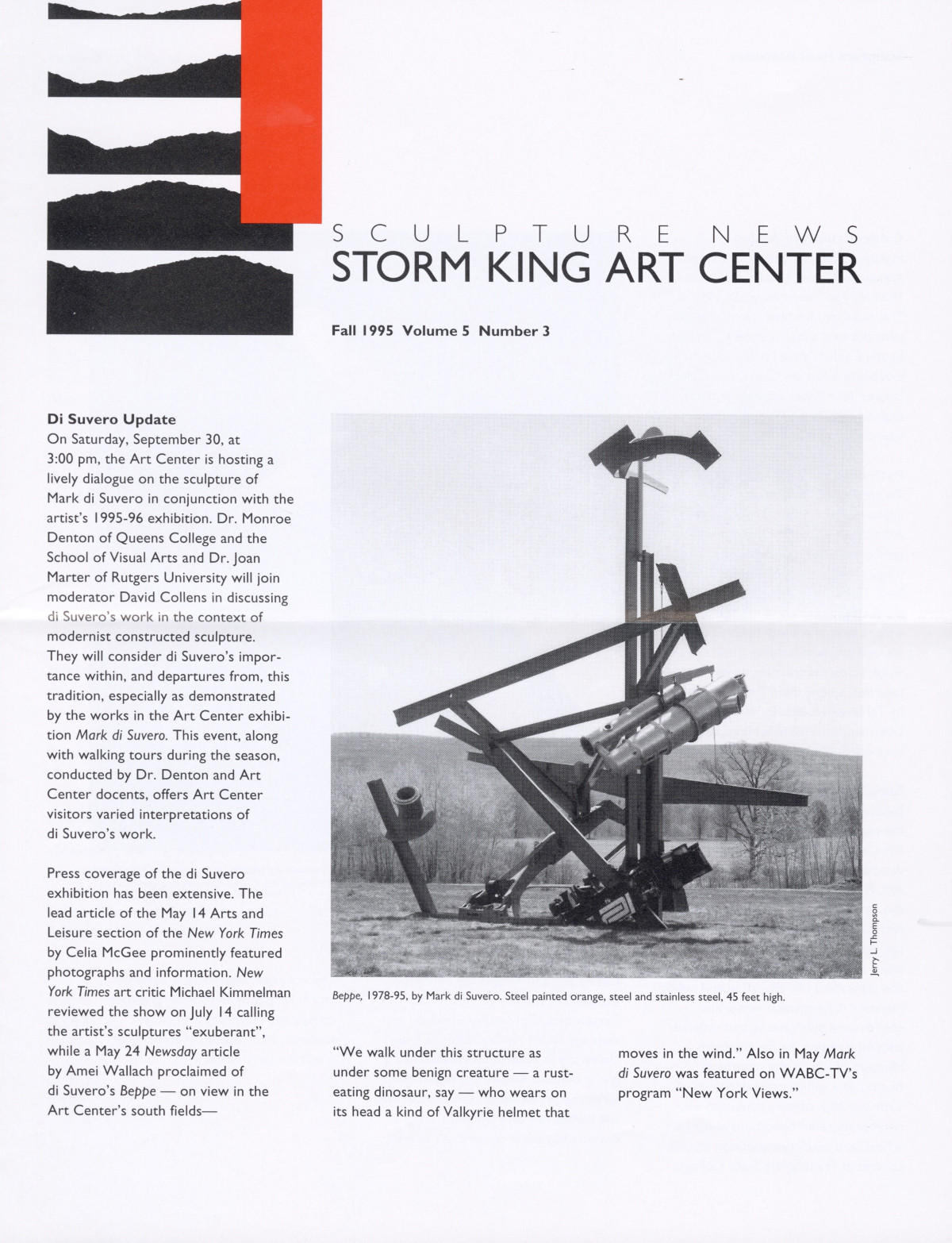 Storm King Art Center Newsletter, Fall 1995