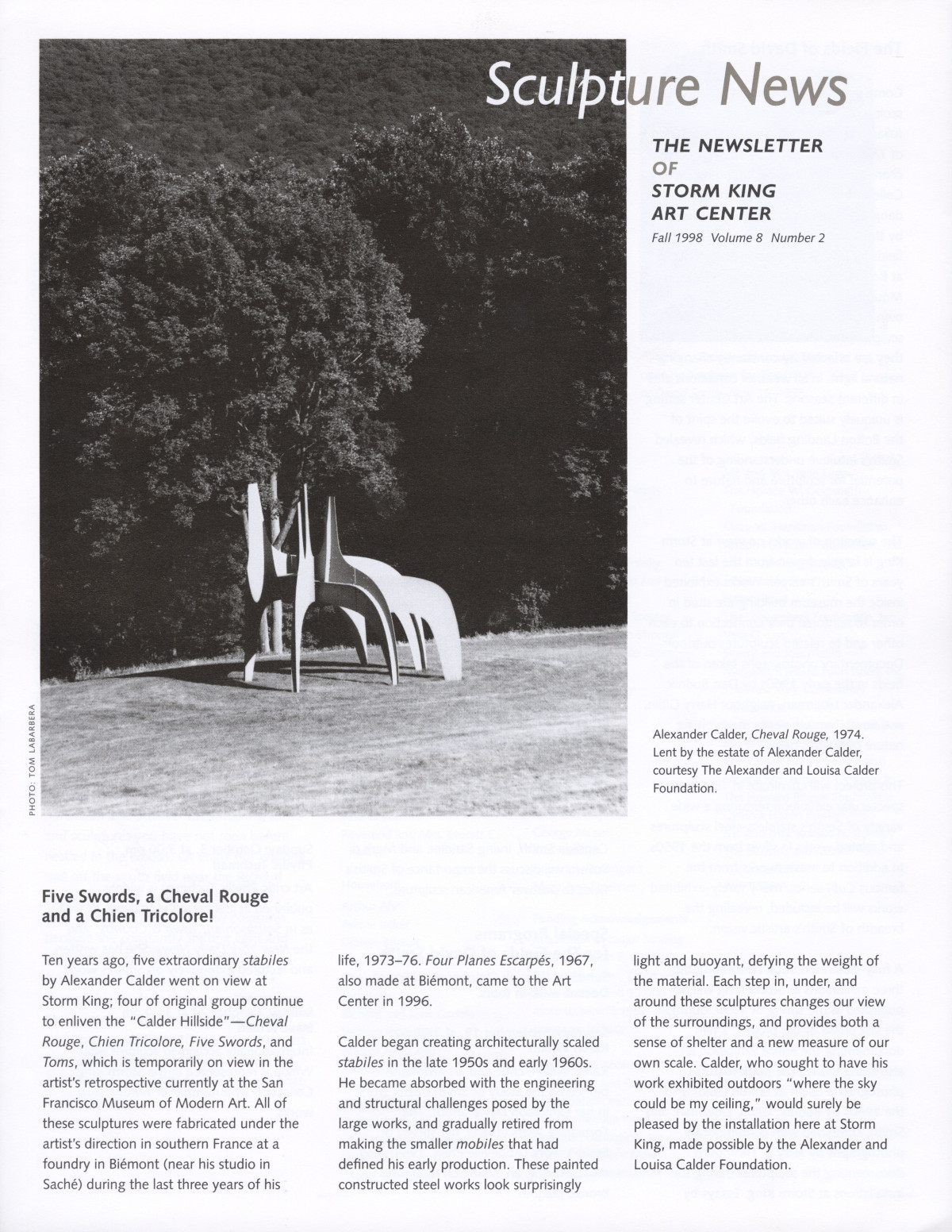 Storm King Art Center Newsletter, Fall 1998