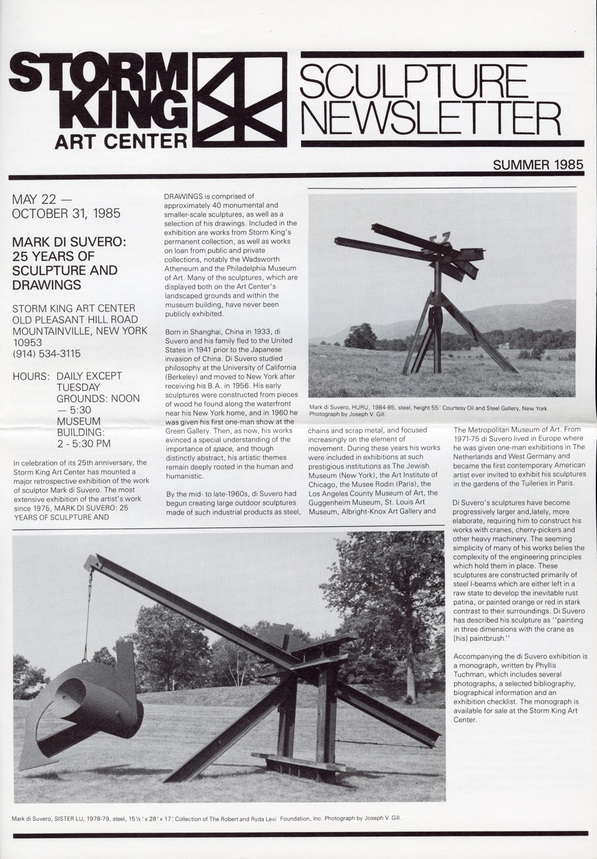 Storm King Art Center Newsletter, Summer 1985