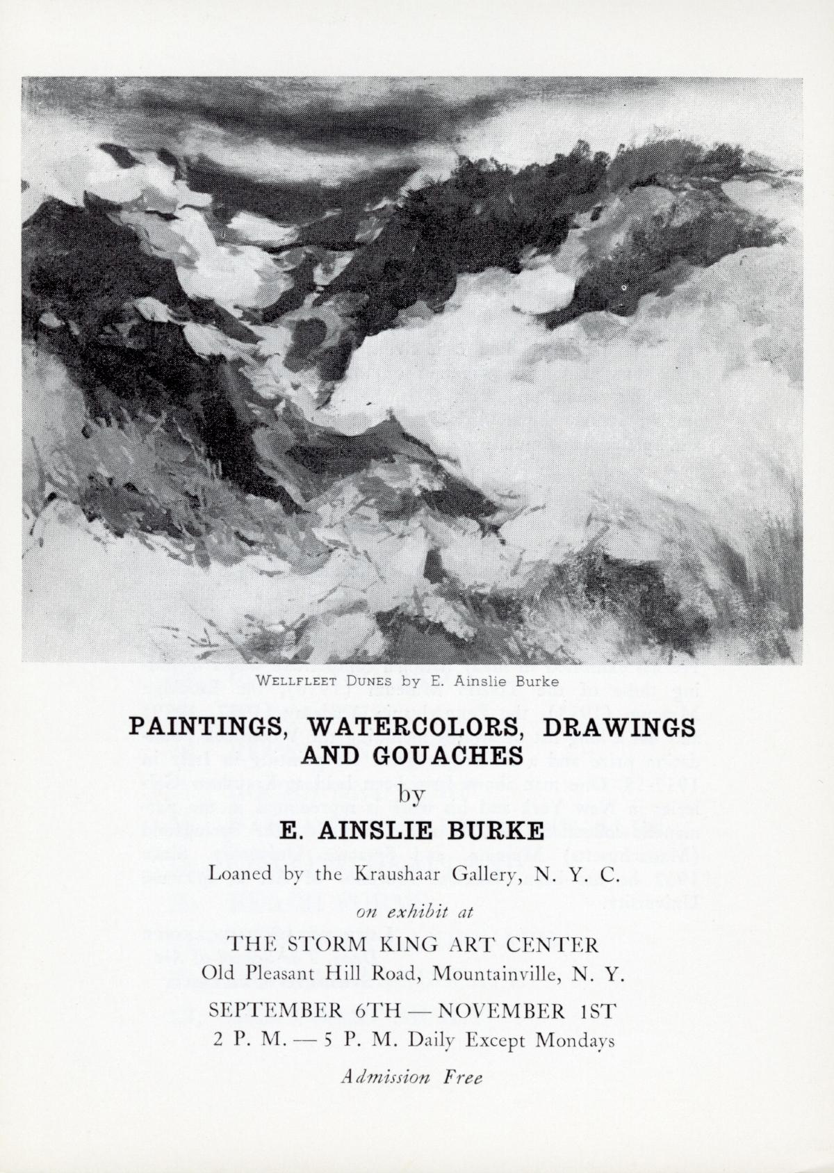 Paintings, Watercolors, Drawings and Gouaches by E. Ainslie Burke, September 6-November 1, 1964, catalogue cover