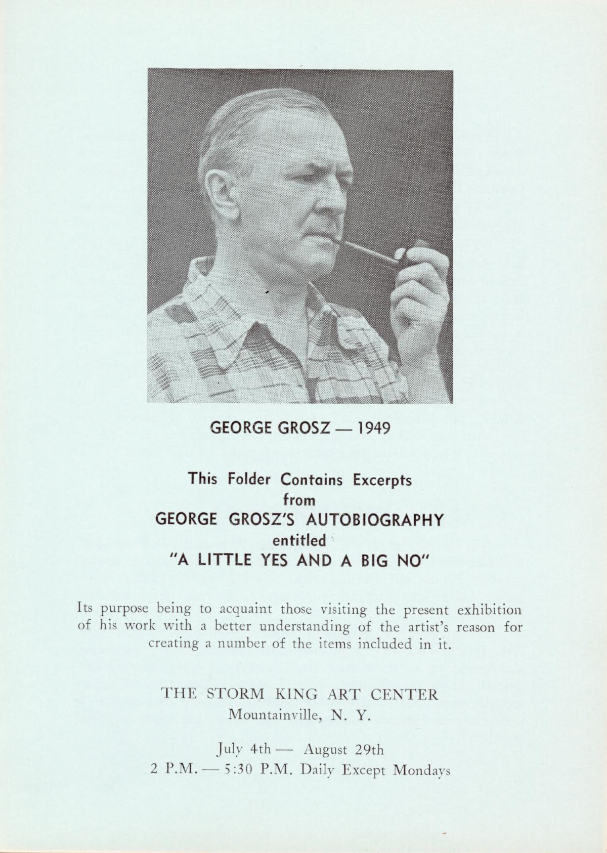 Paintings, Watercolors, Drawings, Prints by George Grosz (1893-1959), July 4-August 29, 1965, exhibition handout