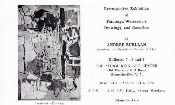 Retrospective Exhibition of Paintings, Watercolors, Drawings, and Gouaches by Andree Ruellan, June 14-August 14, 1966, brochure cover