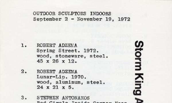 Outdoor Sculptors Indoors, September 2-November 19, 1972, Exhibition Catalogue 
