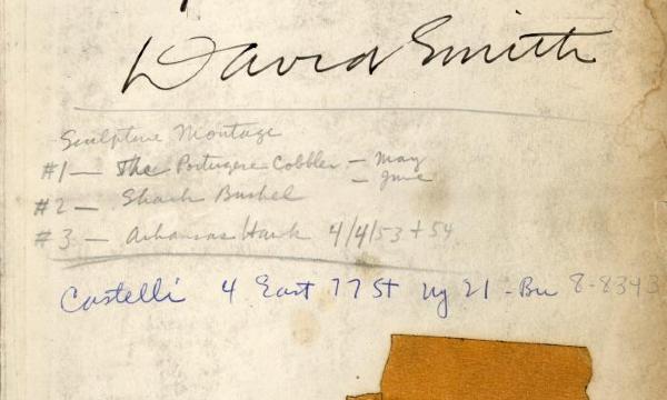 David Smith Notebook, title page, April 1954