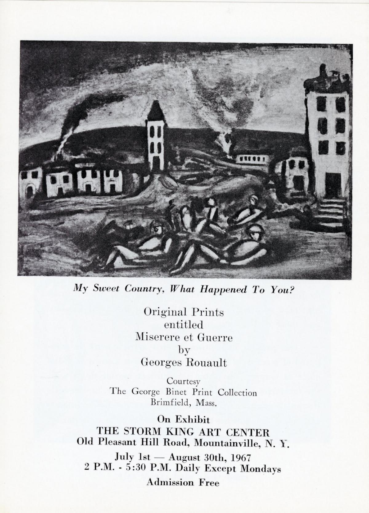 Original Prints entitled “Miserere et Guerre” by George Rouault, July 1 – August 30, 1967, brochure cover