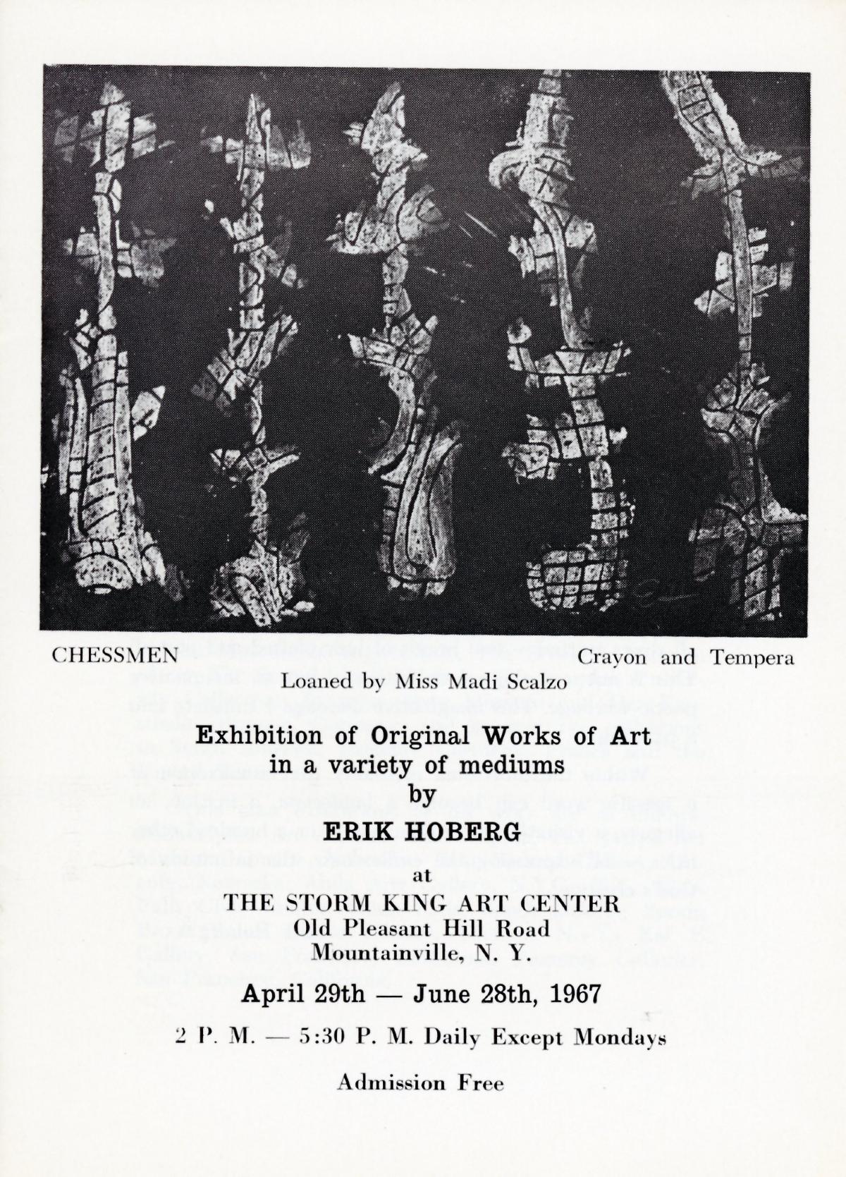 Exhibition of Original Works of Art in a variety of mediums by Erik Hoberg, April 29-June 28, 1967, brochure cover