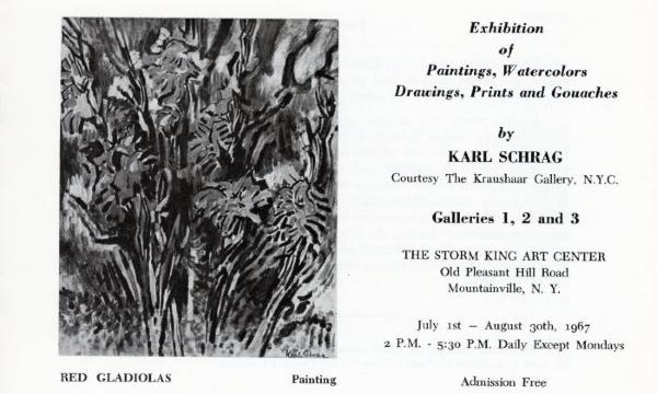 Exhibition of Paintings Watercolors, Drawings, Prints and gouaches by Karl Schrag, July 1-August 30, 1967, brochure cover
