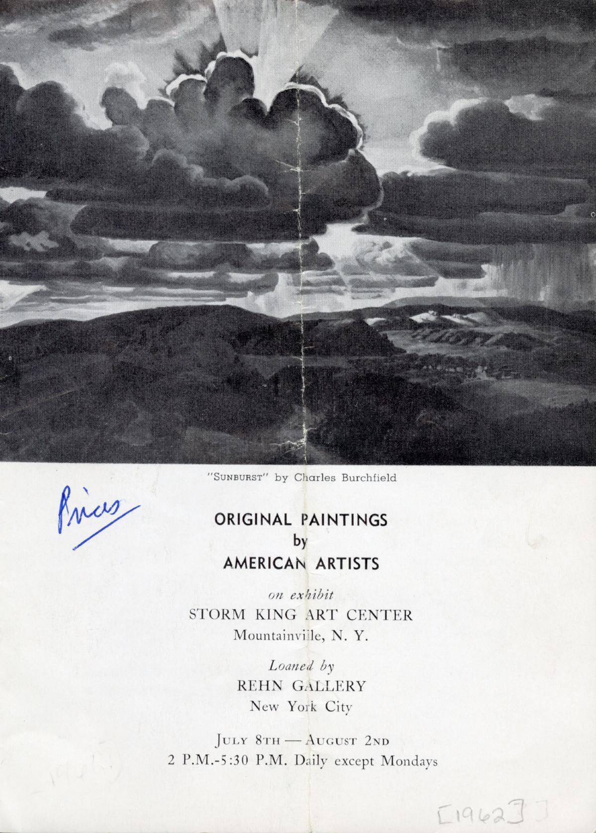 Original Paintings by American Artists, July 8-August 2, 1962, catalogue cover