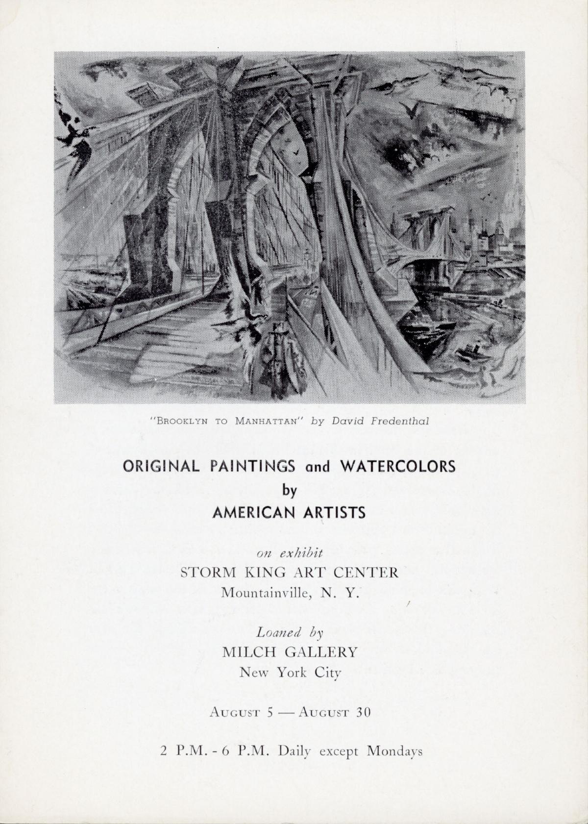 Original Paintings and Watercolors by American Artists, August 5-30, 1962, catalogue cover